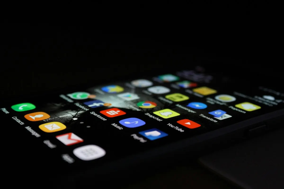 Smartphone with apps on the screen