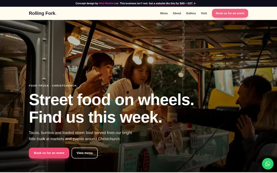 Rolling Fork concept website on a laptop